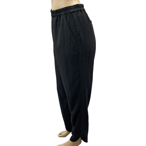Marine Layer Re-Spun‎ Allison Curved Hem Elastic Waist Pants Women Black Medium - Picture 10 of 11